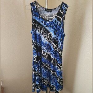 Creation Sleeveless Blue Patterned Dress